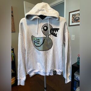Oh My Disney Size S. Reversible Sequin Vampire Duck Sweatshirt